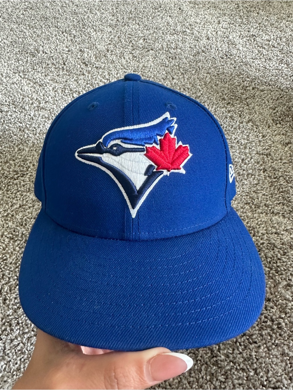 New Era Blue Toronto Blue Jays Fitted Cap with Red Maple Leaf Logo